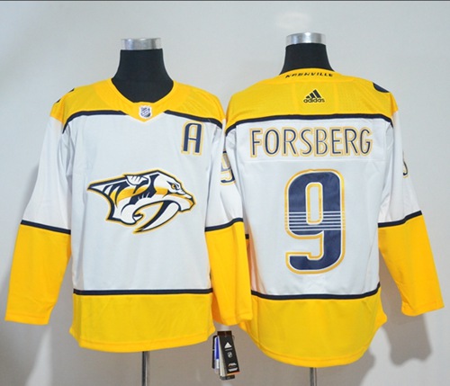 Adidas Men Nashville Predators 9 Filip Forsberg White Road Authentic Stitched NHL Jersey